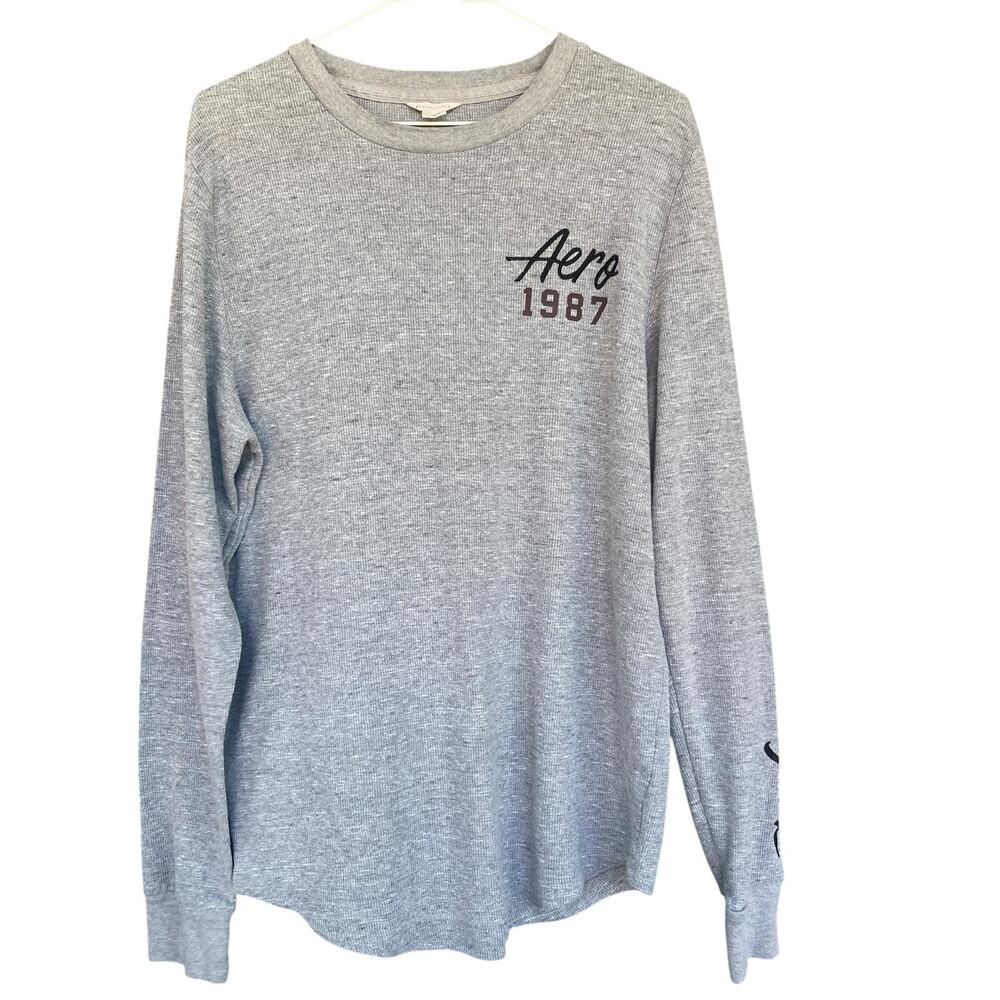 Aeropostale Shirt Mens Large Gray Long Sleeve 1987 New York Thermal Pullover